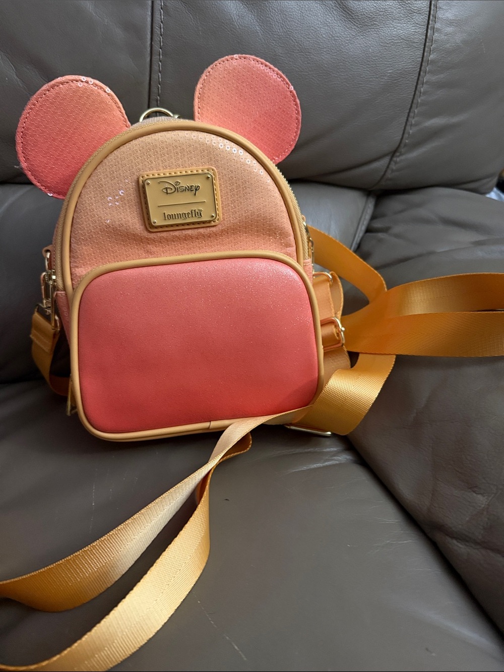 Loungefly Pink and Peach Minnie Ear Mini Backpack